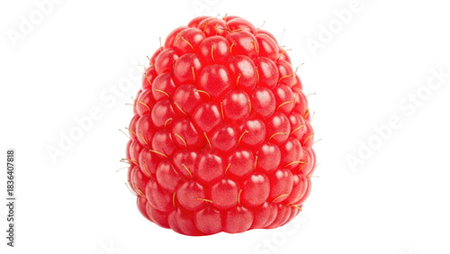 A close-up of a vibrant red, ripe berry against a stark black background