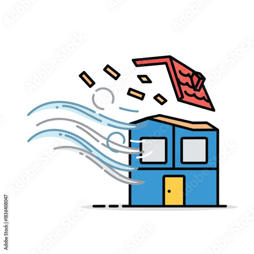 Windstorm Damages House Roof