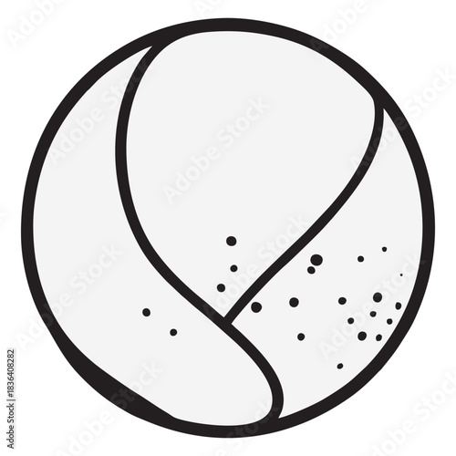 Classic black and white volleyball icon or logo design, representing teamwork, summer sports, beach games, and athletic competition for graphic design use.
