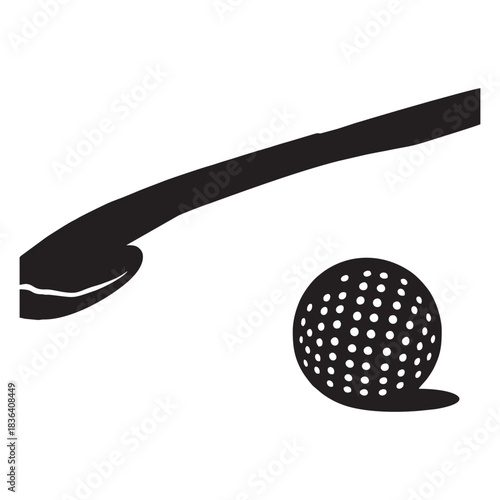 Monochromatic Vector Illustration of a Golf Ball with Dimples and High-Contrast Halftone Shading, Symbolizing Sport, Leisure, Success, and Competition