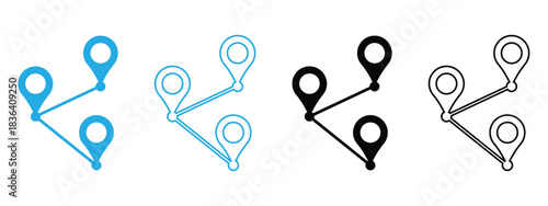 Location & Travel Icon Set – Vector Map Pins, GPS, Compass, Airplane Routes, and Navigation Symbols