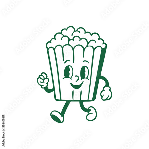 Happy Cartoon Popcorn Character Running