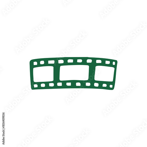 Green Film Strip Icon on White Background