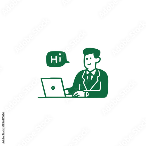 Man greeting on laptop