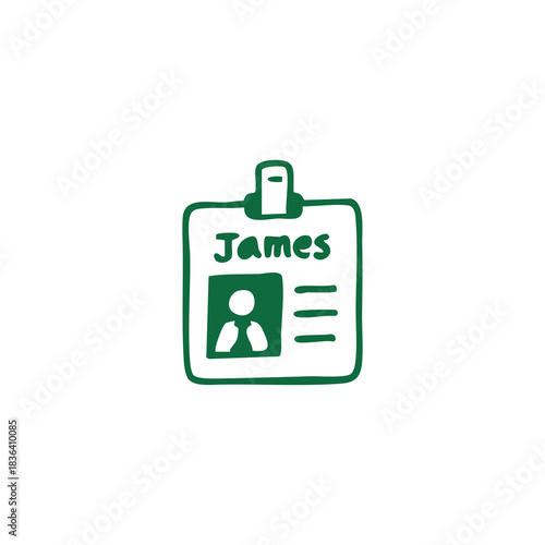 Green ID Card Icon with Name James