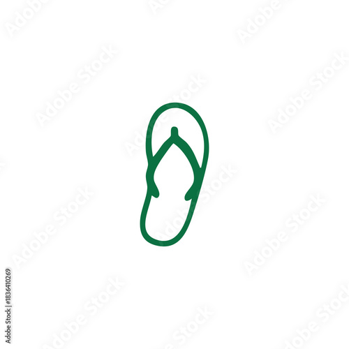 Green Flip Flop Icon on White Background