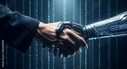 Artificial intelligence handshake technology future innovation digital transformation synergy