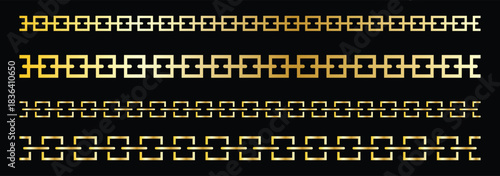 Chain brush set. Metal chain vector. isolated on black background.
