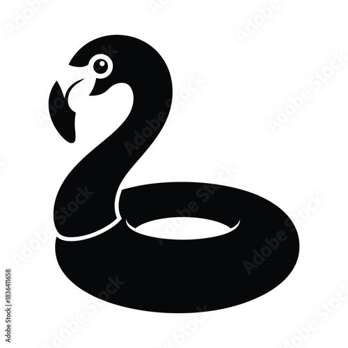 Black silhouette of a flamingo pool float