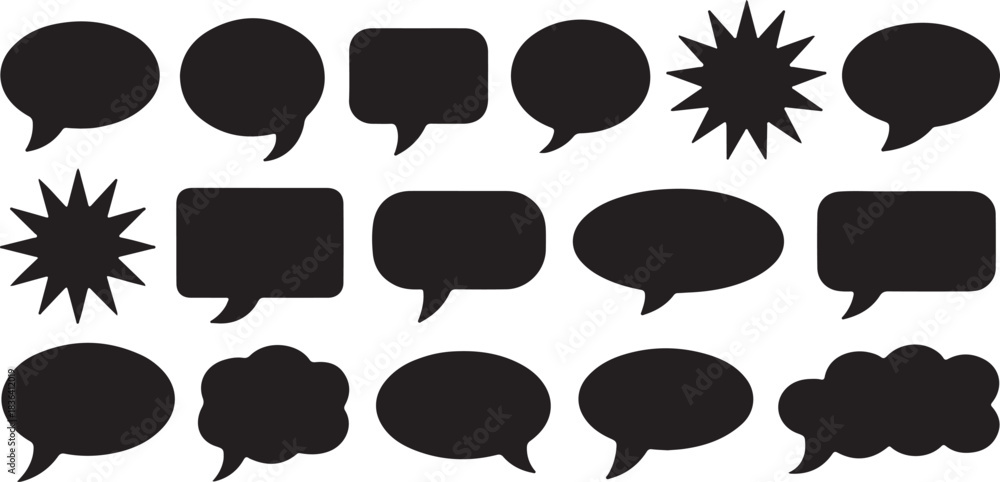 Fototapeta premium Set of different types empty speech clouds chat bubbles icon vector shapes for comics or web 