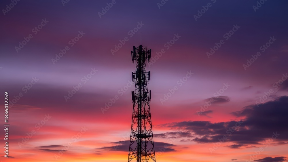 Fototapeta premium cell tower at sunset