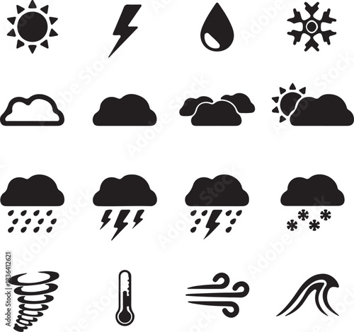 Weather Icons Collection Black And White forecast meteorology