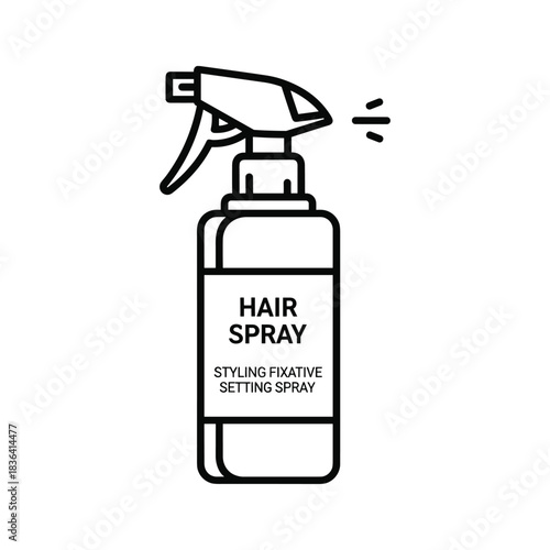 Hair spray bottle line icon symbolizing styling fixative and hair setting products vector