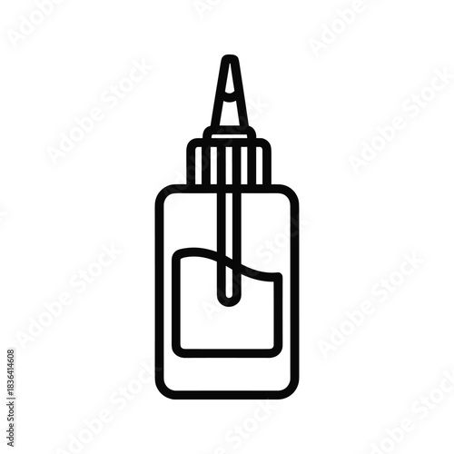 Glue bottle icon with applicator tip, adhesive liquid, stationery supply, vector illustration.