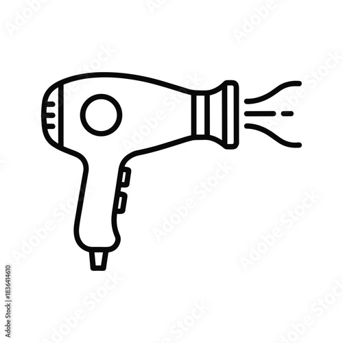 Hair dryer icon line art. styling tool symbol. hair care and beauty salon equipment