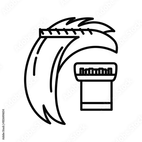 Hair clipper comb attachment line icon, haircutting and grooming tool illustration.