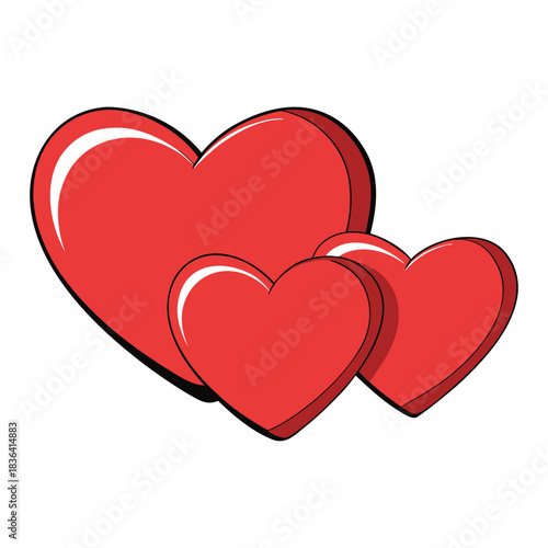 Shiny 3D hearts float and sparkle, layered in depth and color, creating a vibrant, romantic, and playful visual that pops with love and energy.
