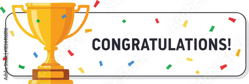 Celebrating Success Golden Trophy and Colorful Confetti for Congratulations and Achievements