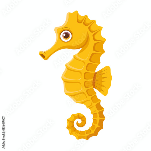 An enchanting illustration of a bright yellow seahorse swimming gracefully, capturing the essence of marine life and nurturing a sense of wonder about underwater ecosystems.