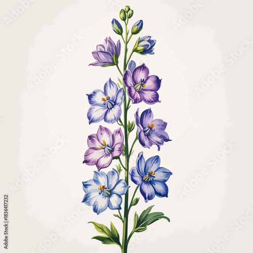 This exquisite illustration features a vertical arrangement of blooming flowers in vibrant colors, celebrating nature's beauty and the elegance of floral artistry.