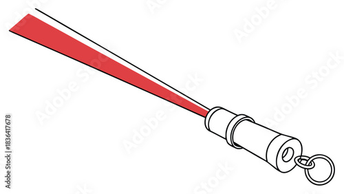 Red laser pointer emitting a beam of light