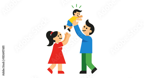 Father Playing Cheerfully With His Children at Home