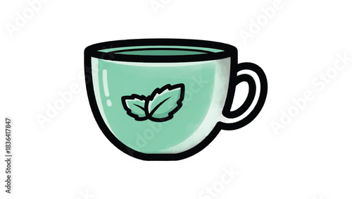 A refreshing cup of mint tea with fresh mint leaves.
