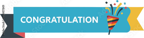 Congratulations Banner with Celebration Elements for Greeting Cards and Success Announcements
