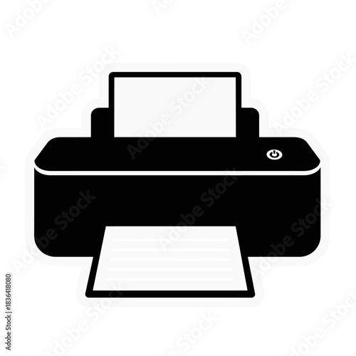 Black and White Printer Icon Illustration