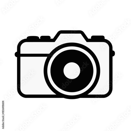 Camera Vector Icon in Black and White