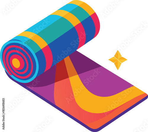 Workout Yoga Mat Isolated on White Background.