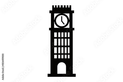 Clock Tower Architectural Line Art Illustration