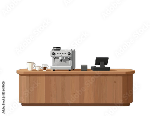 Coffee Shop Counter with Espresso Machine and Equipment