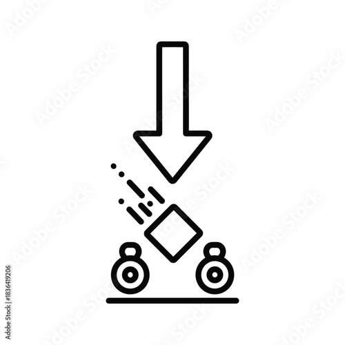 Down Arrow Object Drop Icon with Targets