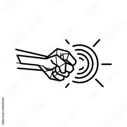 Geometric Fist Punching with Radiating Impact Effect Icon
