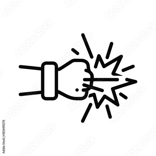 Fist Punch Impact Icon with Burst Effect