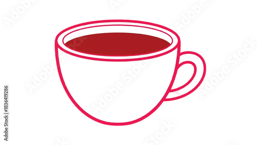 Illustration of a white cup filled with a dark beverage.