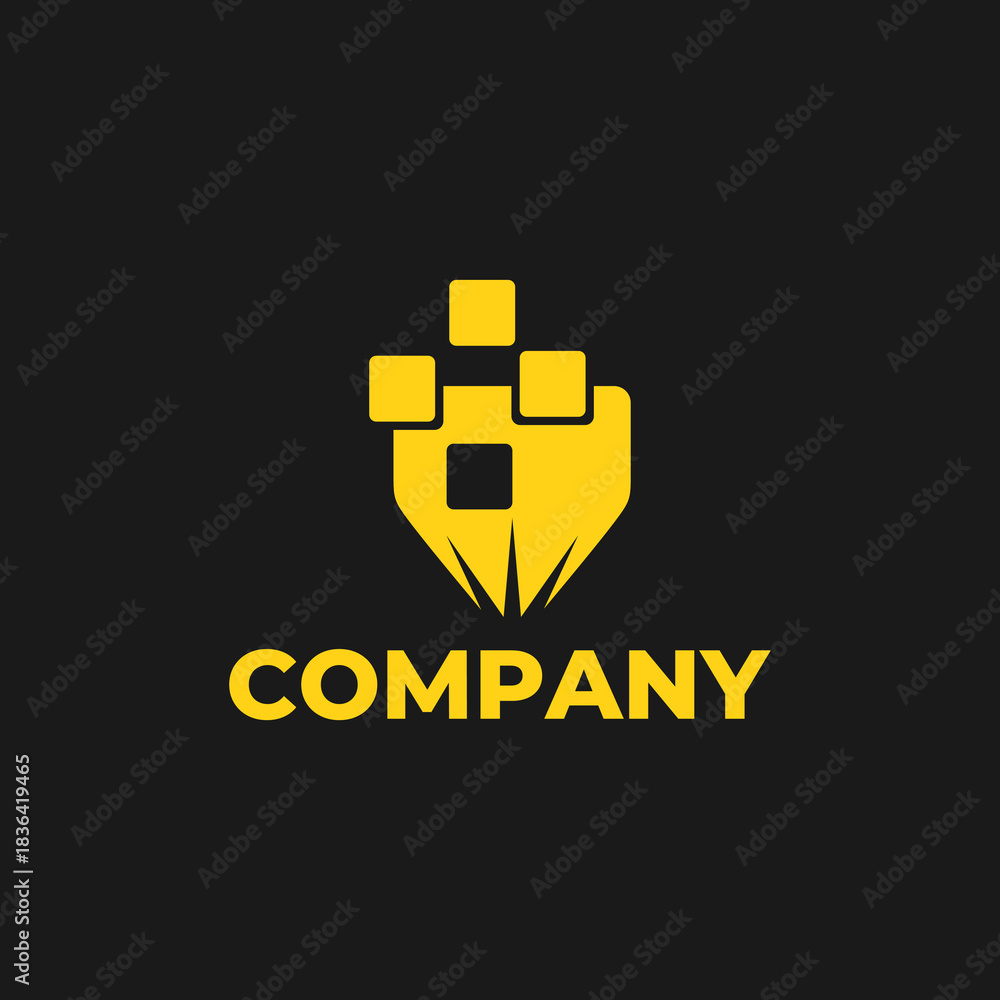 Obraz premium CNC machine illustration logo design, abstract, laser beam sparks, laser cutting, metalworking, element, machining, computer, stainless, modern, industrial, engineering, symbol, sign, laser, cutting