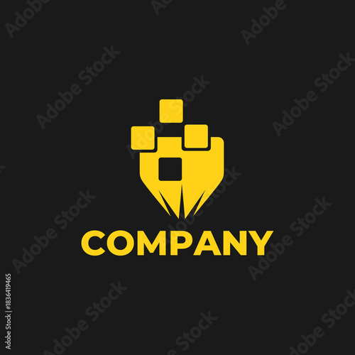 CNC machine illustration logo design, abstract, laser beam sparks, laser cutting, metalworking, element, machining, computer, stainless, modern, industrial, engineering, symbol, sign, laser, cutting