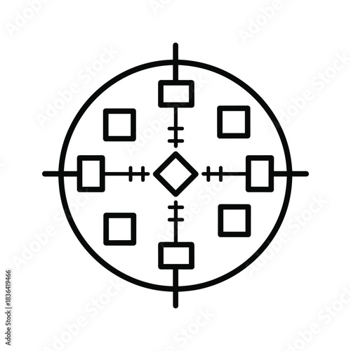 Abstract Geometric Target Icon with Compass and Diamond Elements
