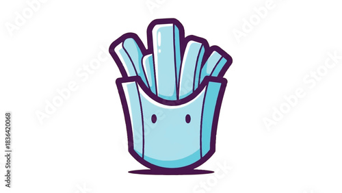 Cartoon French Fries in a Box with Cute Face.