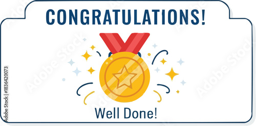 Congratulations on Achievement Well Done Message with Gold Medal
