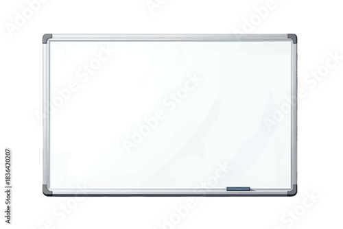 Empty Whiteboard with Aluminum Frame and Blue Marker