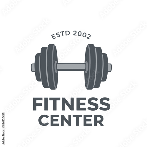 Fitness Center Logo with Dumbbell Illustration
