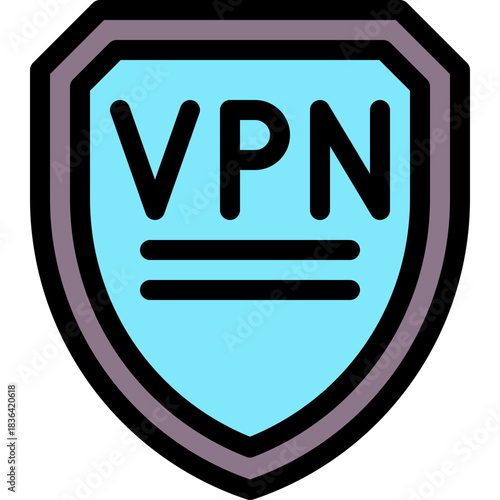 VPN Security Shield Lineal Colour Style Vector Icon