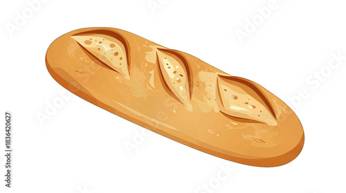 Fresh Baguette Loaf Illustration with Golden Crust