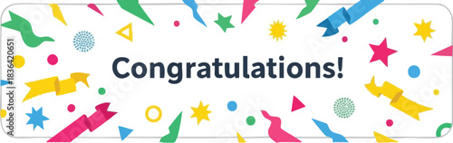 Celebration Burst A Festive 'Congratulations' Design with Colorful Confetti