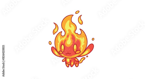 Cute Fire Elemental Character Illustration.