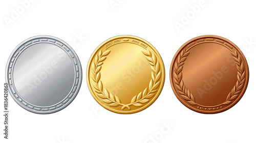 Gold, Silver, and Bronze Medal Icons