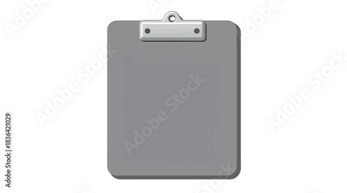 Gray Clipboard Illustration with Metal Clip